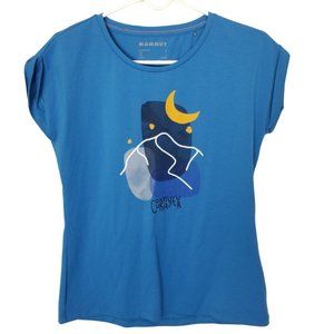 Mammut Womens S Blue Graphic Print Cap Sleeves T-S